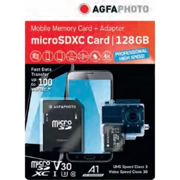 MicroSDXC mälukaart AgfaPhoto 128GB UHS-I Klass 10 U1 V10