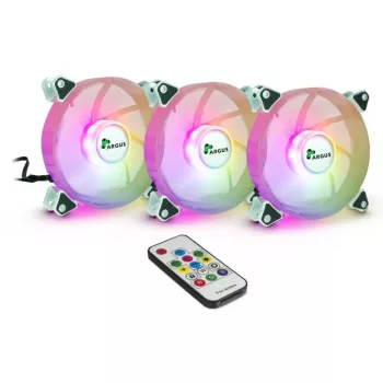 INTER-TECH Argus RGB-ventilaatorikomplekt RS-06 120mm 3-pack valge ARGB koos kontrolleriga
