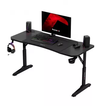 Mängulaud huzaro Hero 3.6 — ristkülikukujuline 1400×600 mm, kõrgus reguleeritav 560–790 mm, must, H-jalad, 15 mm plaat