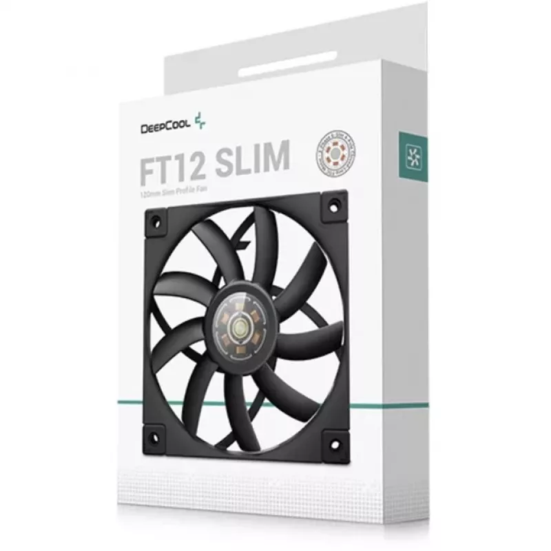 120 mm PWM õhuke korpuseventilaator DeepCool FT12 õhuke — must, madala profiiliga disain, PWM-juhtimine