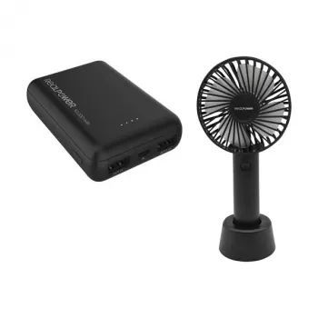 Kaasaskantav ventilaator ja akupank RealPower PB-10000 mini HD 10000mAh — mobiilikomplekt