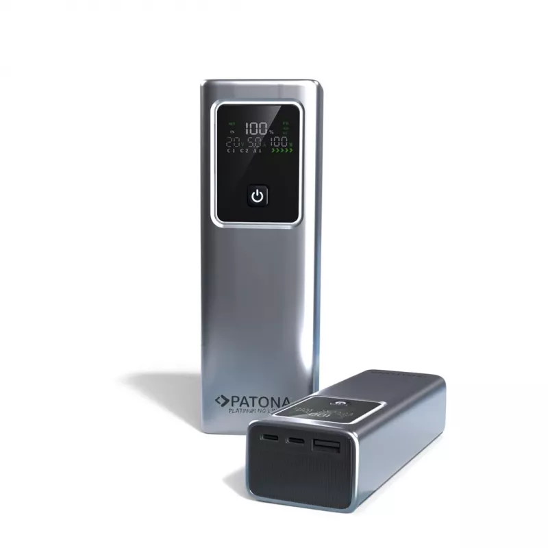 PATONA Platinum Powerbank Luxury One PD100 | 20000mAh | PD 100W | USB-C + USB-A hõbedane, must