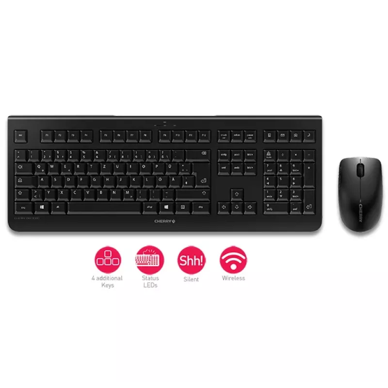 CHERRY DW 3000 klaviatuur, hiir kaasas, universaalne, RF-juhtmeta, QWERTZ, saksa, hall