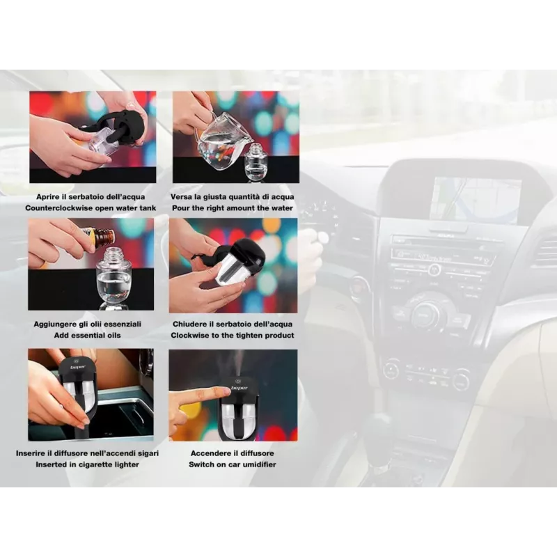 Autohajuti ja -niisutaja Beper P205DIF100 - 12 V aroomihajuti, 25 ml
