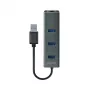 SAVIO USB-A jaotur RJ-45 Gigabit Ethernetiga AK-57 — 3× USB-A + RJ-45, USB 3.2 Gen 1 Micro‑B host, 5 Gbit/s, 4 porti, hall