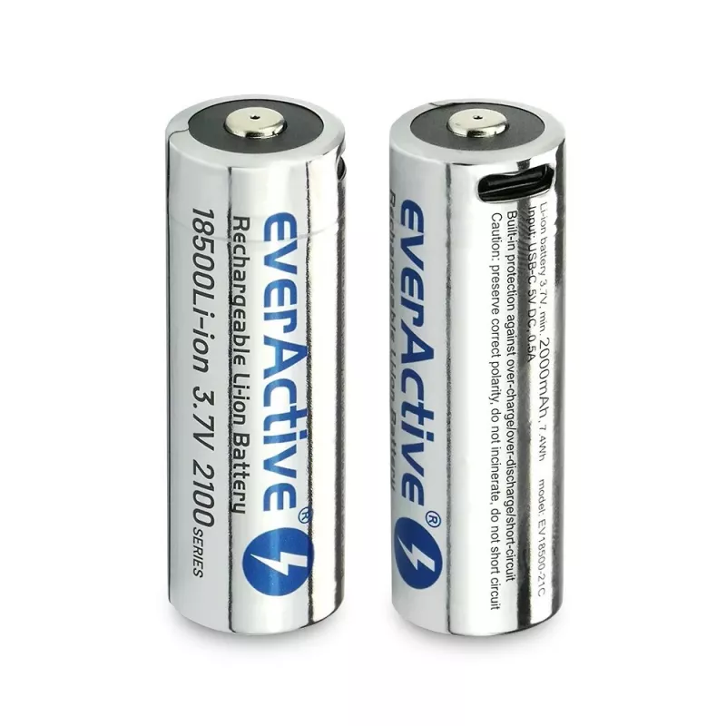 Aku 18500 3,7V Li-ion 2100MAH koos USB-C-ga