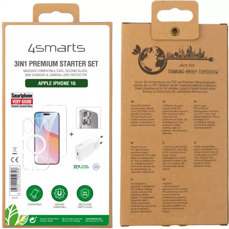 4smarts 3in1 Premium Starter Set mobiiltelefoni stardikomplekt Läbipaistev Valge