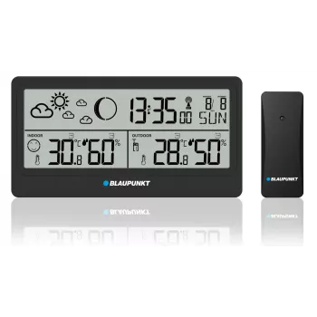 Ilmajaam BLAUPUNKT WS20BK — sise-/välistemperatuuri ja -niiskuse kuvamine, must, 1 sensor, LCD, patareitoide