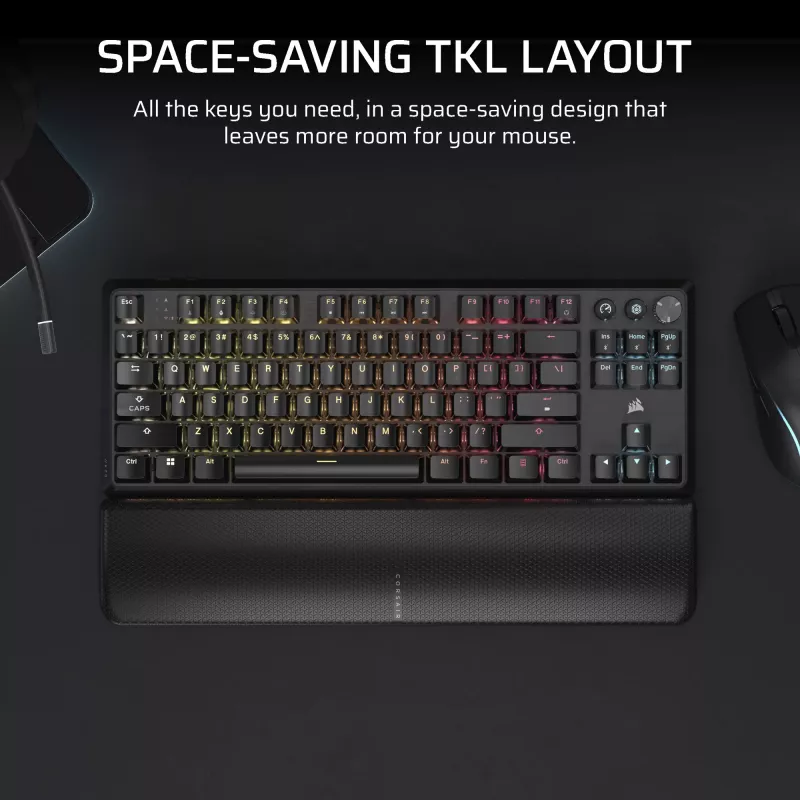 Corsair K70 CORE TKL klaviatuur Gaming USB + RF traadita + Bluetooth QWERTZ Saksa must