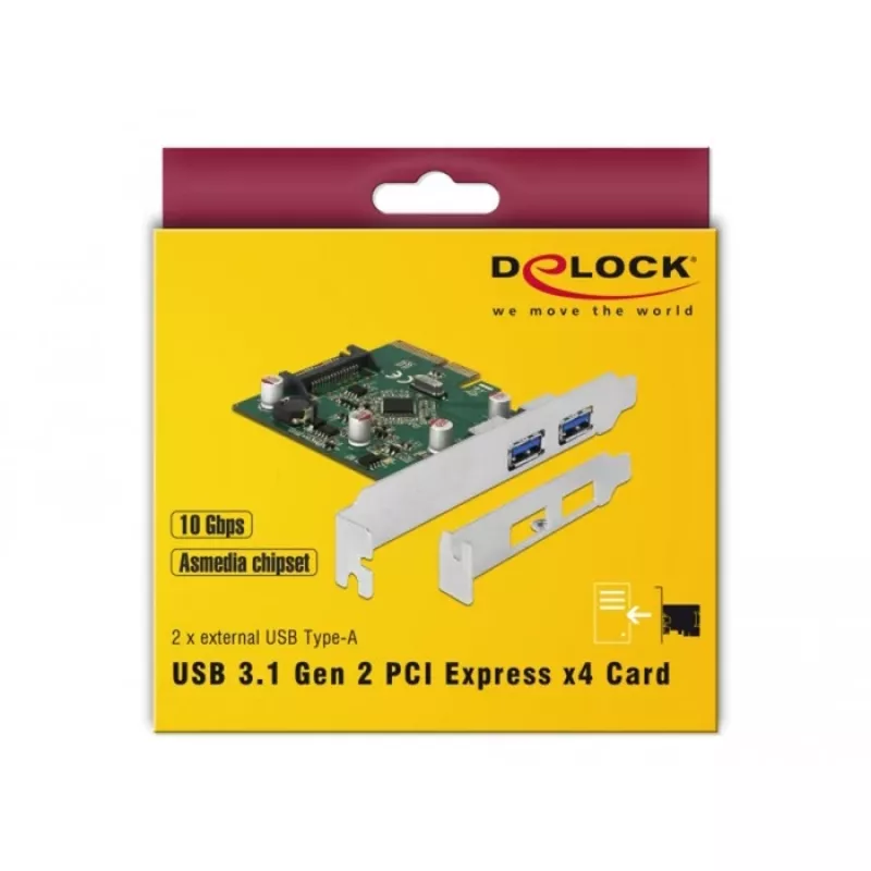 Delock PCI Express x4 kaart 2 x välise USB 3.1 Gen 2 Type-A pesaga (90298)