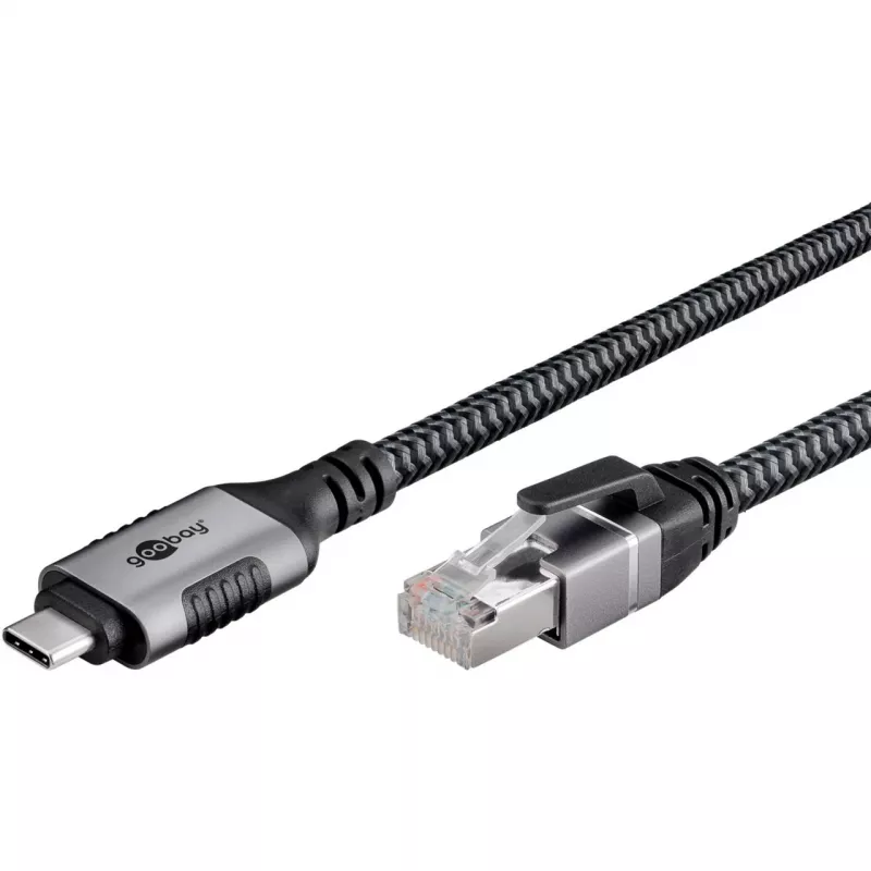 Goobay 70755 USB-C RJ45 Ethernet CAT 6 kaabel stabiilseks traadiga internetiühenduseks ruuteri/modemiga/võrgukommutaatoriga/Asendab USB-RJ45 adapteri / 1