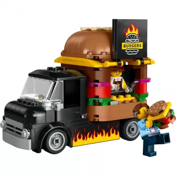 LEGO City Burgeri Veoauto Mänguauto 5+ Aastastele Poistele ja Tüdrukutele, Sõiduki Ehituskomplekt Köögimänguasjaga Müüja Minifiguuri ja Tarvikutega