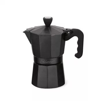 Moka pot Maestro MR-1666-3-Must, manuaalne 3 tassi alumiiniumist kohvimasin, 150 ml, must