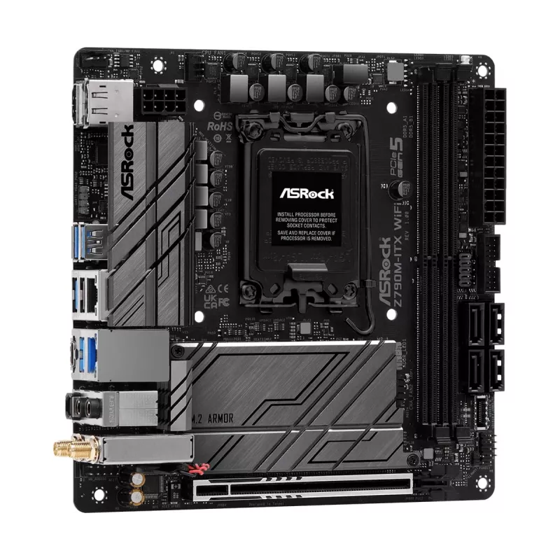 Emaplaat ASRock Z790M-ITX WiFi — Intel Z790, LGA 1700, mini ITX, DDR5, 2x DIMM, 64 GB, 2,5Gb LAN, Wi‑Fi 6E