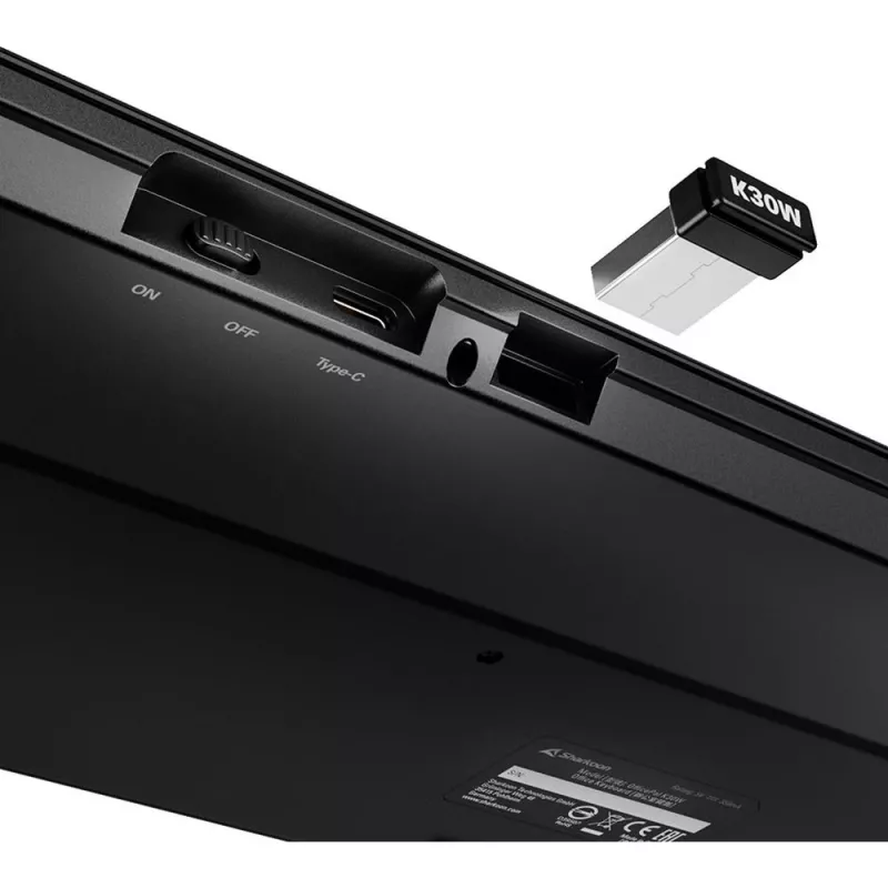Sharkoon OfficePal K30W must DE-paigutusega kummikuppelklaviatuur
