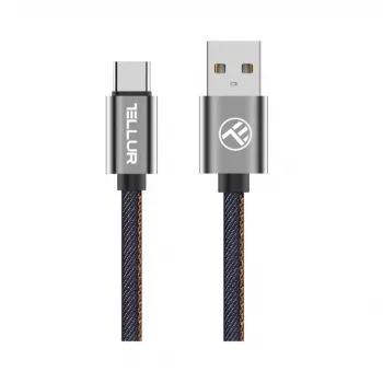 USB-andmekaabel Tellur USB to Type-C 1 m Denim, punutud 1m kaabel laadimiseks ja andmeedastuseks