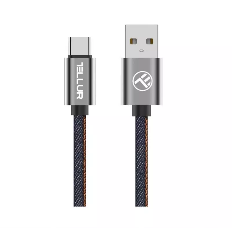 USB-andmekaabel Tellur USB to Type-C 1 m Denim, punutud 1m kaabel laadimiseks ja andmeedastuseks