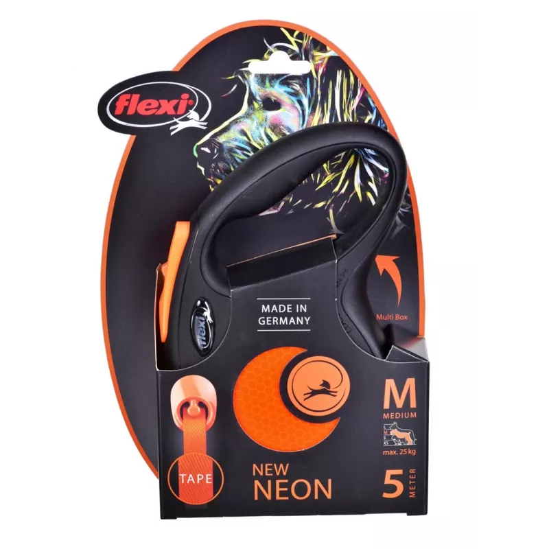 FLEXI uus Neon M - automaatne jalutusrihm - 5 m