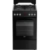 Eraldiseisev pliit BEKO FSM52331DBDS, gaasipliit 4 põletiga (2900/2000/2000/1000 W), elektriahi 60 L, 60 cm, energiaklass A, must