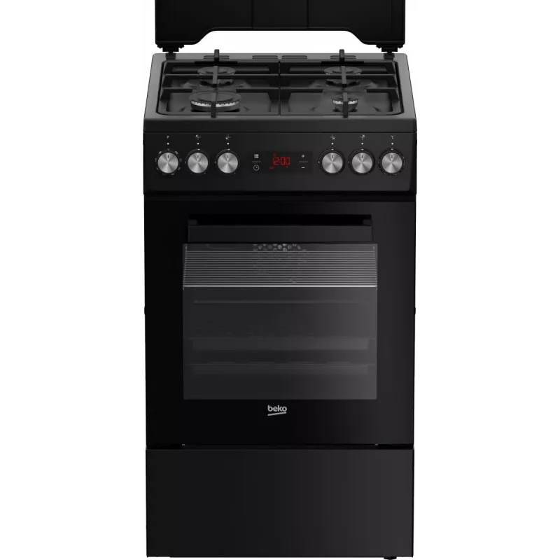 Eraldiseisev pliit BEKO FSM52331DBDS, gaasipliit 4 põletiga (2900/2000/2000/1000 W), elektriahi 60 L, 60 cm, energiaklass A, must