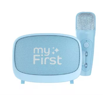 Laste kaasaskantav kõlar myFirst Voice 2 by myFirst — sinine, akutoitega juhtmevaba kõlar koos mikrofonitoega