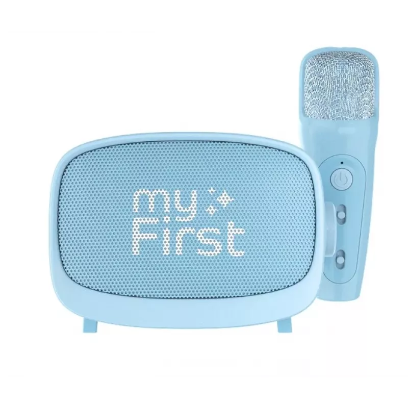 Laste kaasaskantav kõlar myFirst Voice 2 by myFirst — sinine, akutoitega juhtmevaba kõlar koos mikrofonitoega