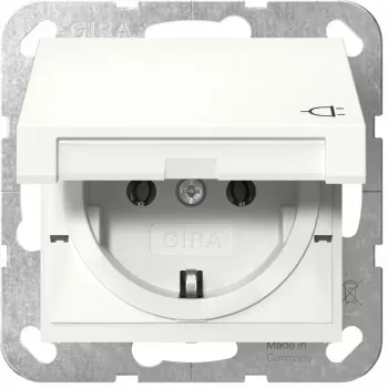 Schuko pistikupesa GIRA System 55, valge, sügavus 29 mm