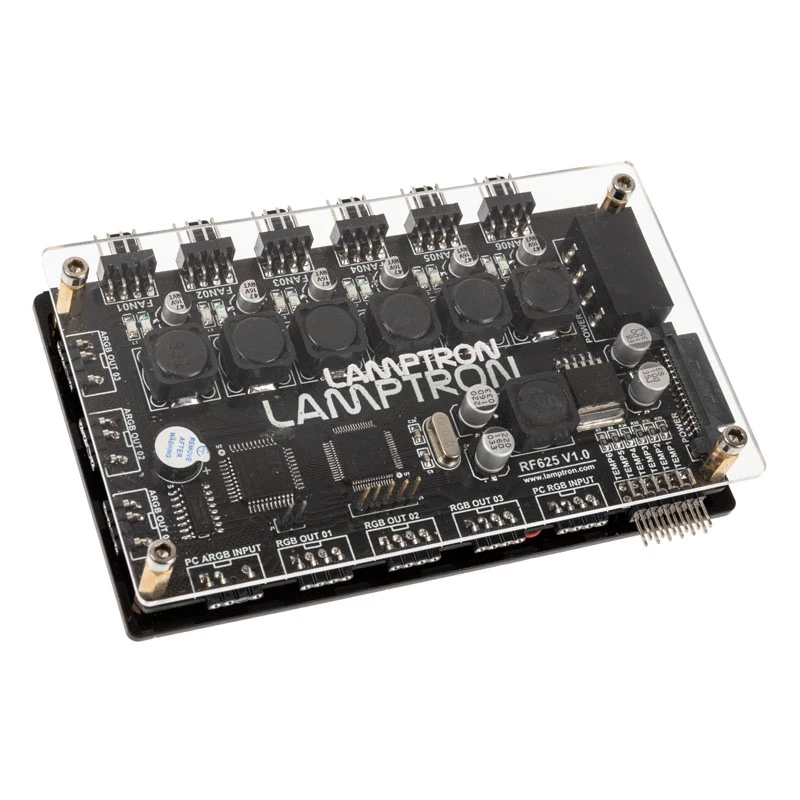 Ventilaatori ja ARGB-kontroller Lamptron LAMP‑RF625B, must — juhtmevaba juhtimine arvutiventilaatoritele ja RGB LED-idele