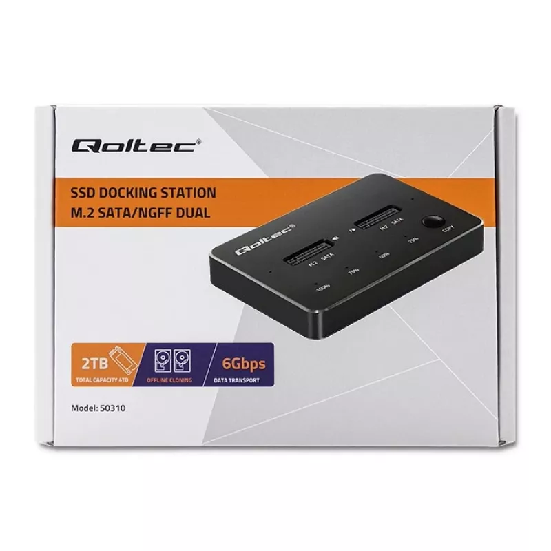 Qoltec 50310 Drive dokkimisjaam 2x SSD M.2 SATA NGFF USB Type C