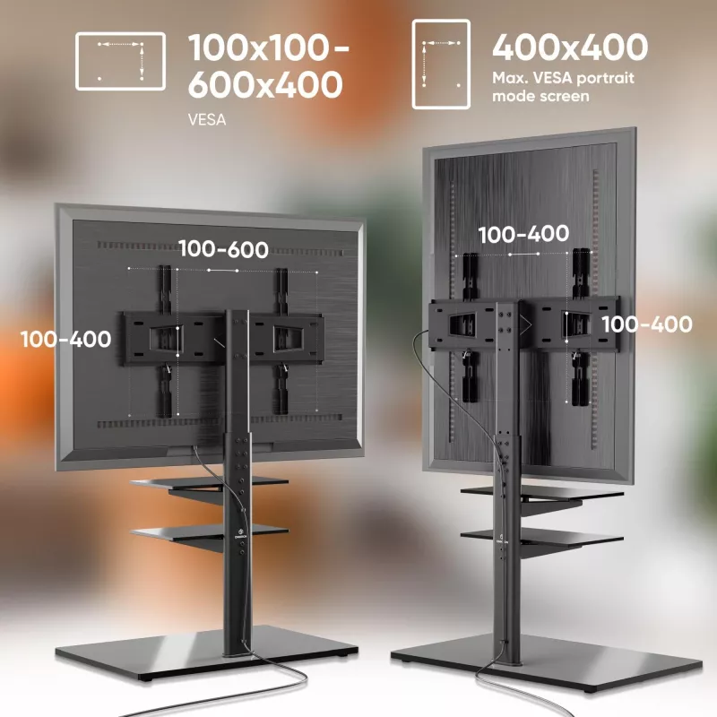 Põrandal seisev telerialus ONKRON TS5550-B 32–65 tollistele (81.3–165.1 cm) teleritele, max koormus 30 kg, VESA 100x100–600x400, kõrgus 880–1080 mm, pööre ±25°