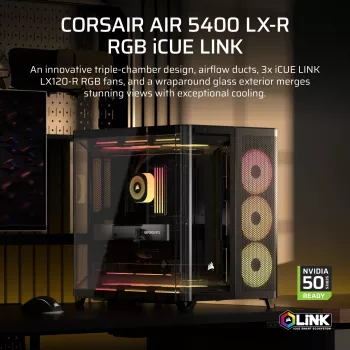 Corsair AIR 5400 LX-R RGB iCUE LINK Midi Tower Must