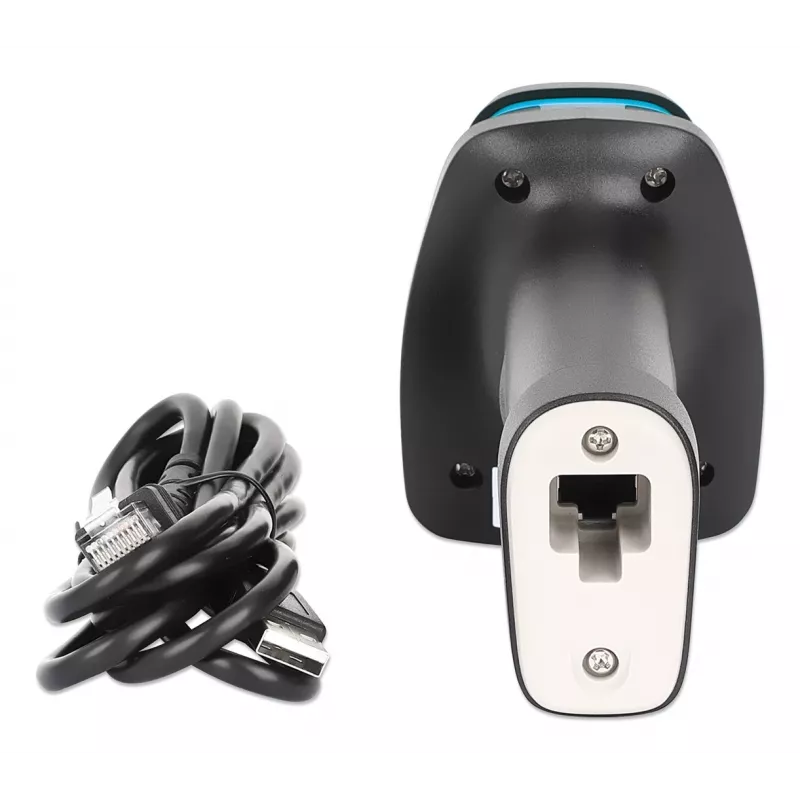 Manhattan 2D pikamaa LED-vöötkoodiskanner, USB, 450 mm lugemissügavus, maksimaalne ümbritseva valguse taluvus 100 000 luksi (päikesevalgus), toetab sümboleid – 1D (x21 versiooni) ja 2D (x10 versiooni), skanneri RJ45–USB 1,8 m kaabel (kõige levinum tüüp, USB-A), must, 3-aastane garantii