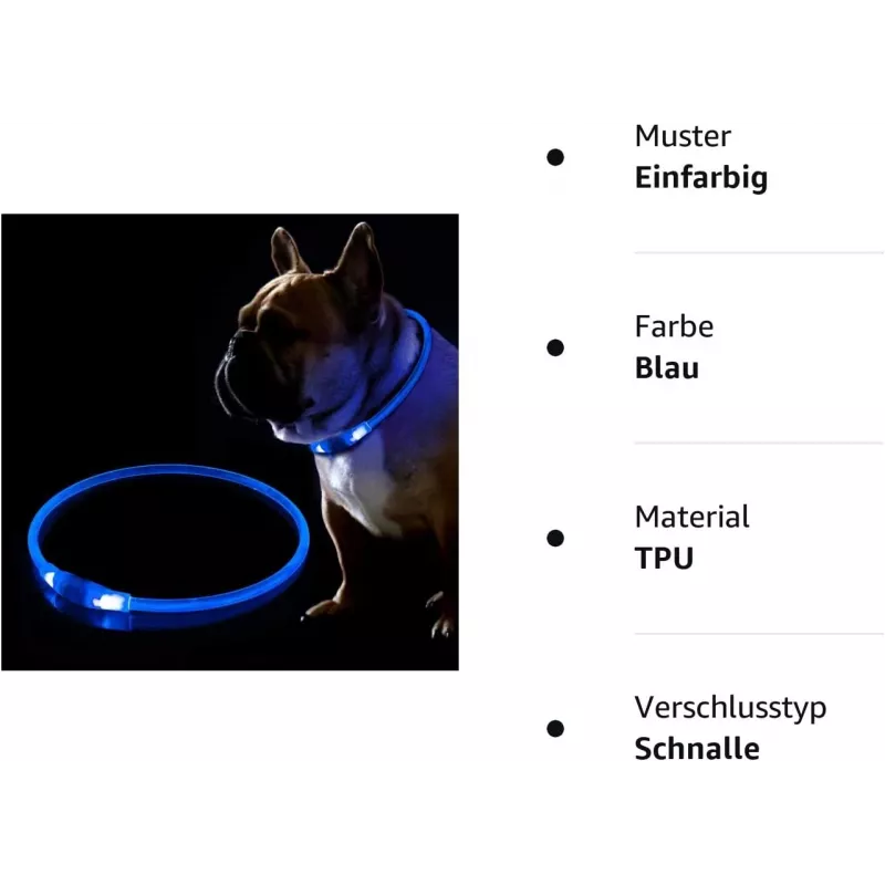 LED-krae KABB sinine koertele ja kassidele — laetav, reguleeritav valgusega turvakrae