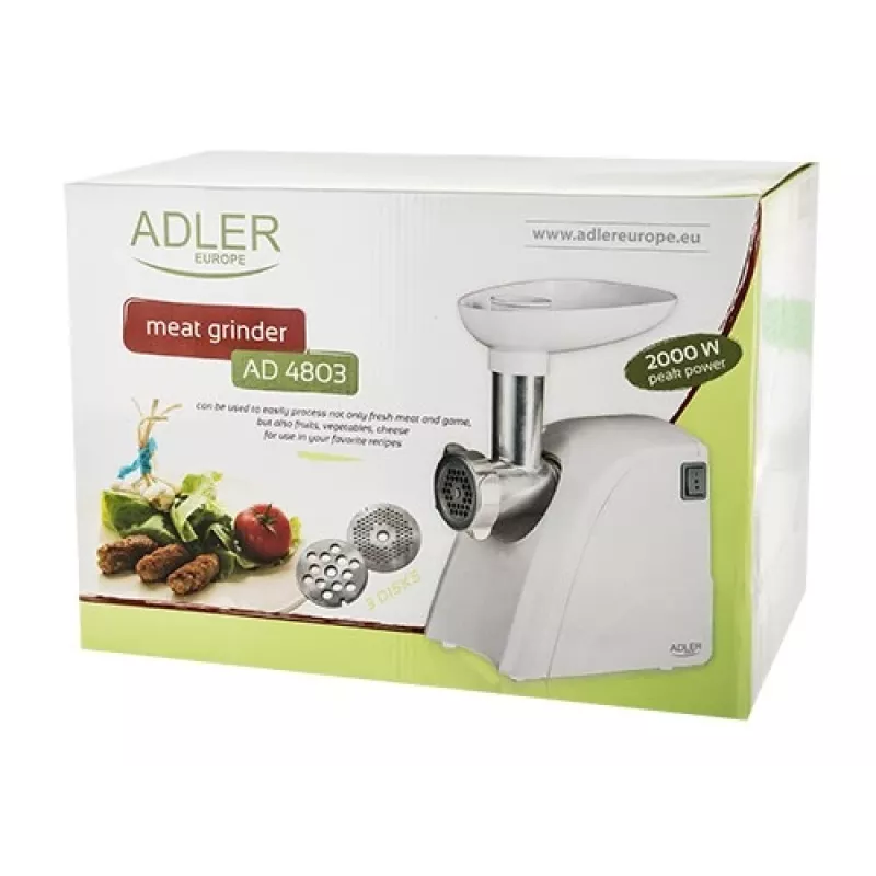 Adler AD 4803 hakklihamasin 800 W roostevaba teras, valge