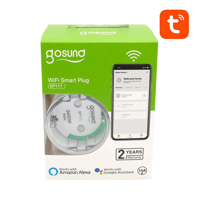 Nutipistik WiFi Gosund SP111 3680W 16A, Tuya 2-pack