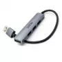 USB-jaotur Unitek H1208A — 4 porti (1 × USB 3.2 Gen 1 Type-A, 3 × USB 2.0), alumiiniumkorpus, hall, 0,20 m kaabel