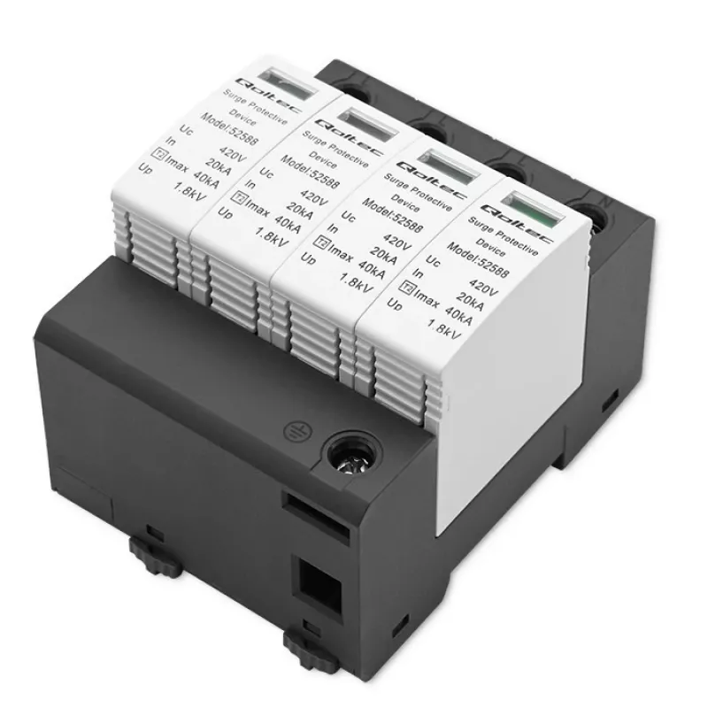 Liigpingekaitse QOLTEC 52588 AC 4P 420V T2 C — 4-pooluseline vahelduvvoolu liigpingepiirik, 420 V, tüüp 2