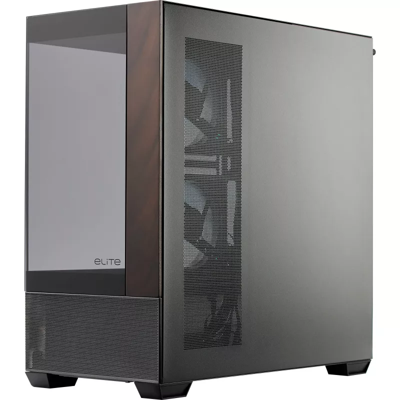 Cooler Master Elite 690 PC-korpus, Midi-Torn, ATX, Karastatud klaas - 4x ARGB-ventilaator, puit, must