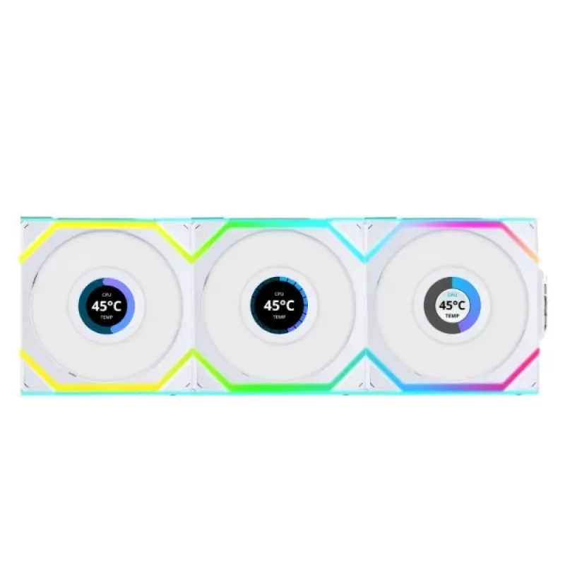 Fan Lian Li UNI FAN SL Wireless LCD 120 12 cm Valge 3 tk