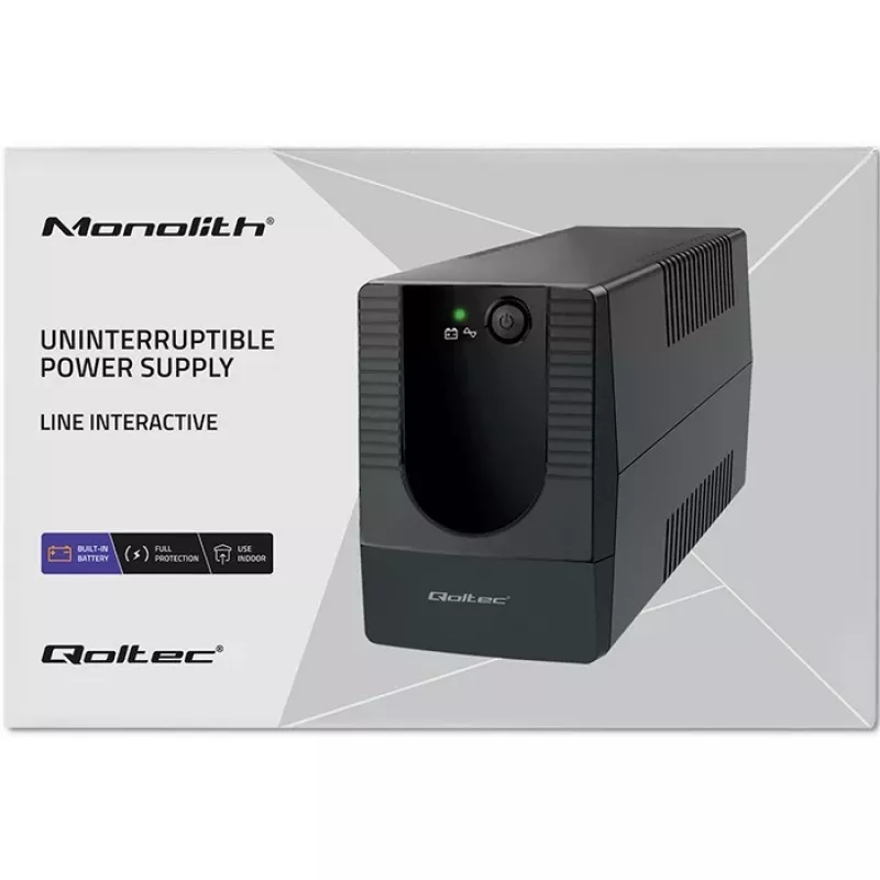 Qoltec 53774 katkematu toiteallikas (UPS) Line-Interactive 1 kVA 600 W 1 vahelduvvoolu pistikupesa