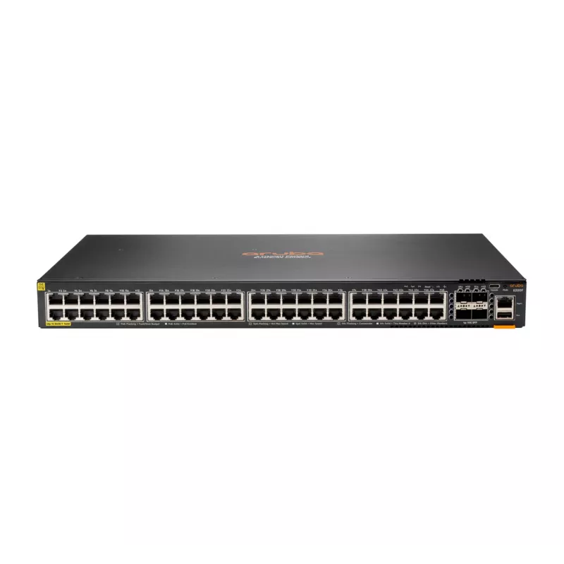 Hewlett Packard Enterprise HPE Aruba Networking CX 6200F 48G Class4 PoE 4SFP+ 740W lüliti - lüliti - max. virnastuskaugus 10 km - L3 - hallatav - 48 x 10/100/1000 (PoE+) + 4 x 1 Gi