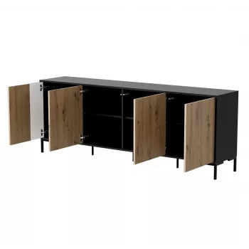 Cama meble'i MERCI kummut 200 x 40 x 74 cm — must/artisan tamm, puitlaastplaat