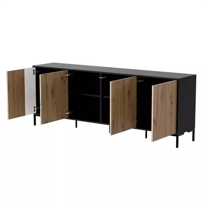 Cama meble'i MERCI kummut 200 x 40 x 74 cm — must/artisan tamm, puitlaastplaat