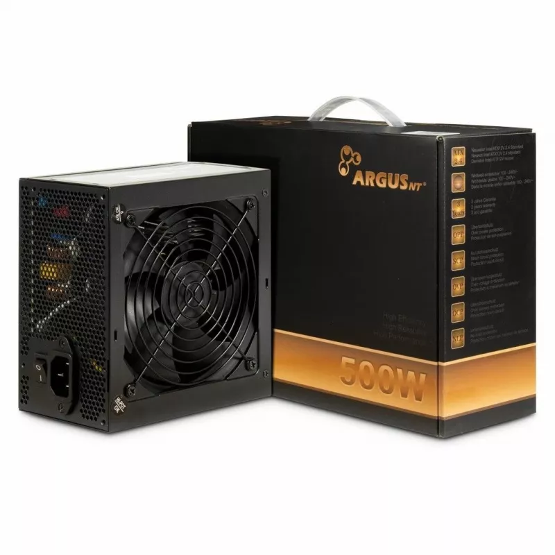 Inter-Tech ArgusNT BPS-500 toiteplokk 500 W 20+4 pin ATX ATX Must