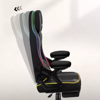 Mängutool huzaro HZ-FORCE 4.6 RGB Must Mesh — ergonoomiline, kõrgusreguleeritav, RGB-valgustus, riidest iste, max 130 kg