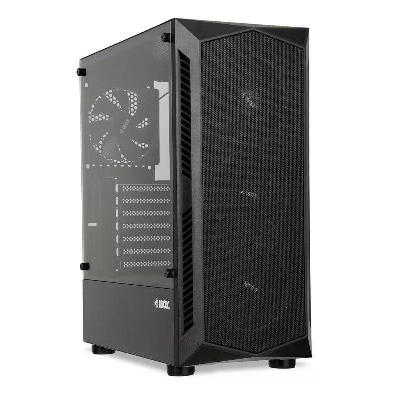Arvutikorpus IBOX LUPUS 27 Midi Tower ATX, karastatud klaas, RGB, 455×200×380 mm, toetab ATX, GPU kuni 32 cm