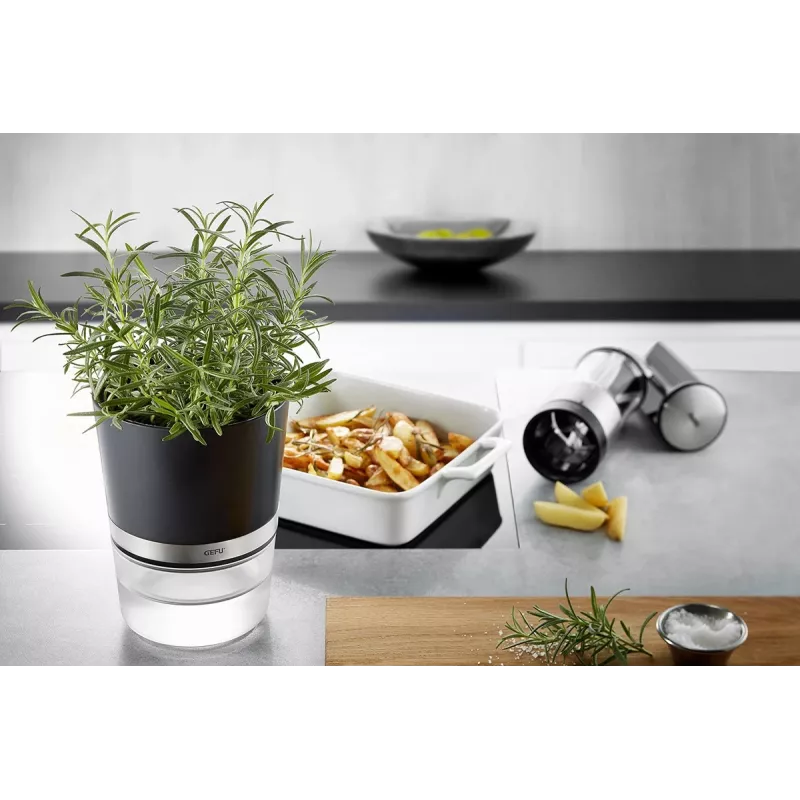 GEFU BOTANICO ürdipott, eraldiseisev, plastik, roostevaba teras, must