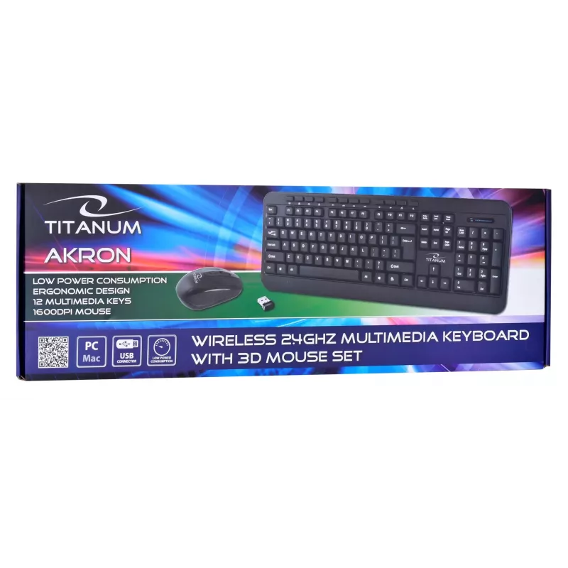 Juhtmevaba klaviatuuri ja hiire komplekt ESPERANZA Akron TK109 2.4 GHz, USB-vastuvõtja, must