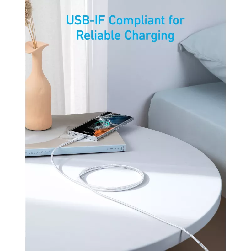USB-C – USB-C kaabel Anker 322 — 1,8 m, valge