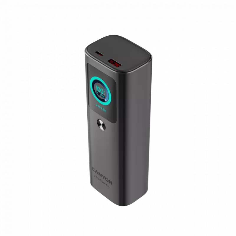 CANYON OnPower 265 sisseehitatud kaabliga toitepank 20000mAh 165W alumiinium tumehall
